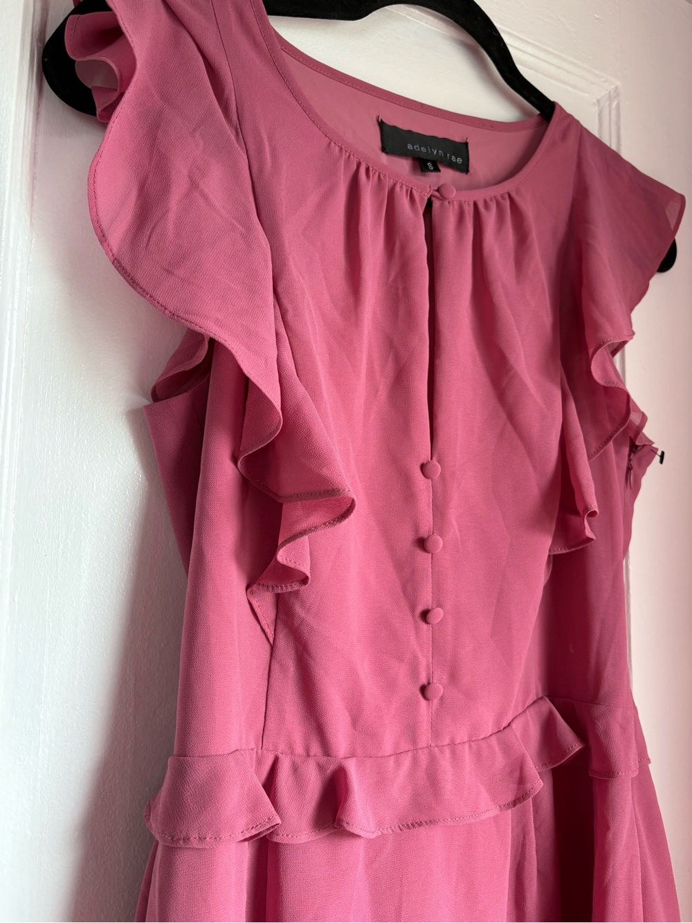 Adelyn Rae Pink Ruffle Asymmetric Hem Mini Dress S - Picture 2 of 5